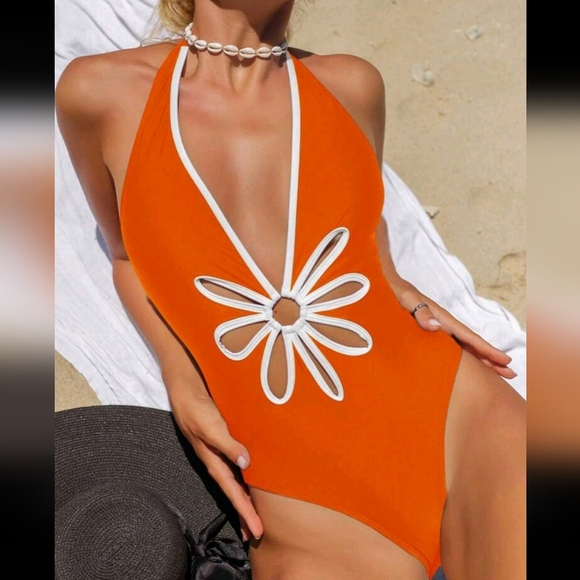 Ladies' Open Shoulder Solid Color Simple Daily One-Piece Swimsuit Summer - Picture 1 of 4
